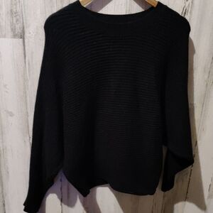 Women's Dolman Sleeve Ribbed Knit Sweater Size Medium Black